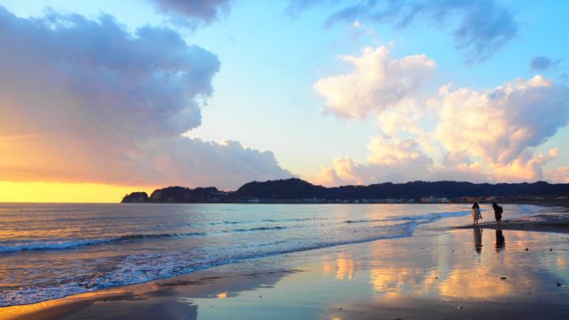 元旦の夕焼け@鎌倉・材木座海岸