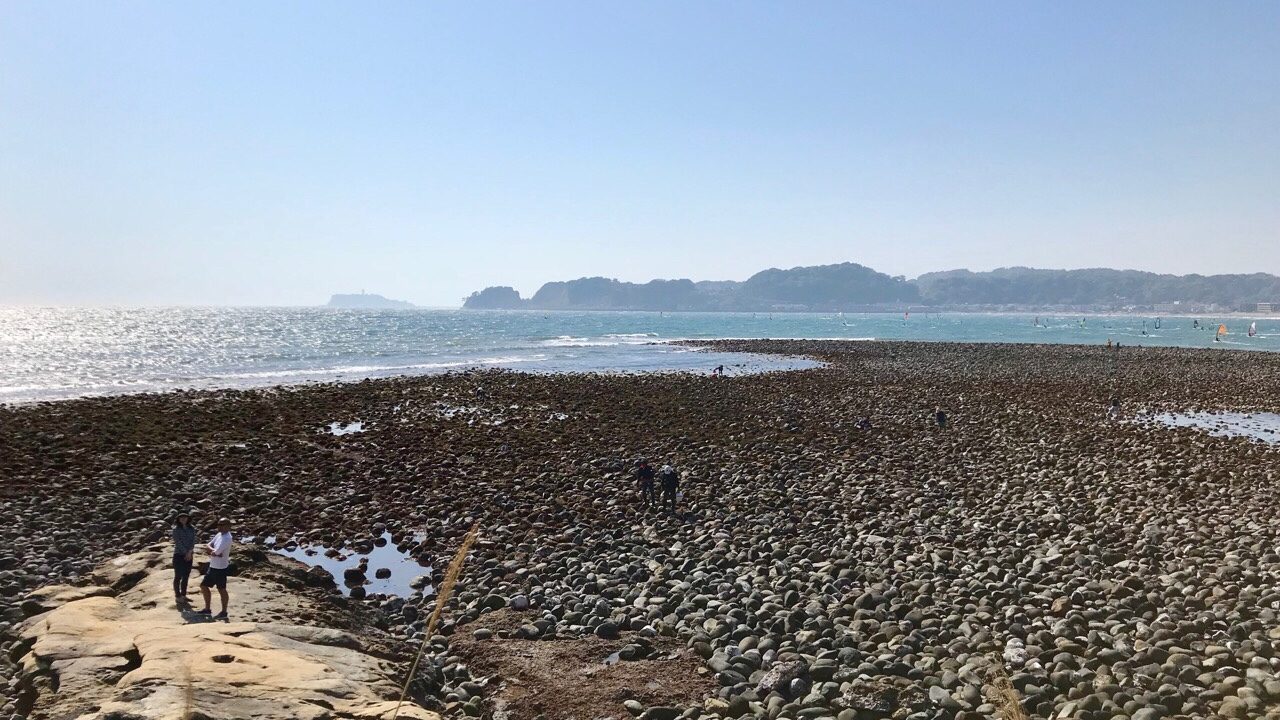 鎌倉 材木座海岸奥の 和賀江島 で磯遊びやビーチコーミングしよう 干潮時の玉石群はすごい Romyhiromi