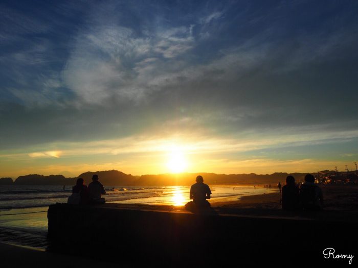 鎌倉・材木座海岸の夕焼け