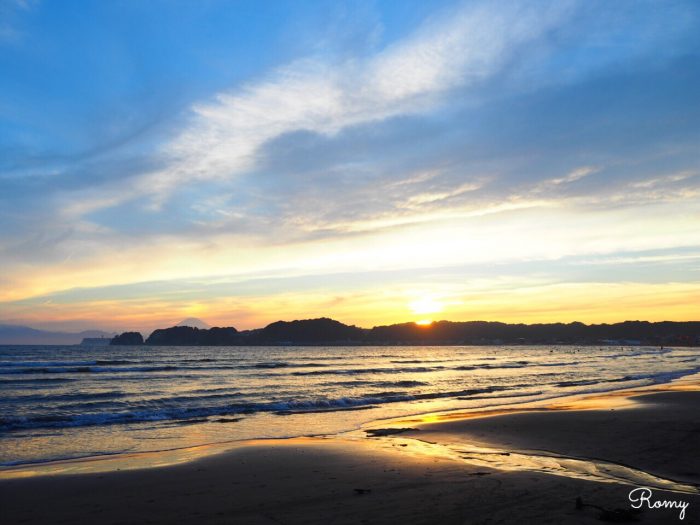 鎌倉・材木座海岸の夕焼け