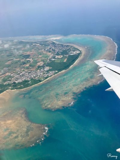 ANA機内から見た石垣島
